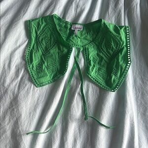 Ganni Vibrant Green Embroidered Collar